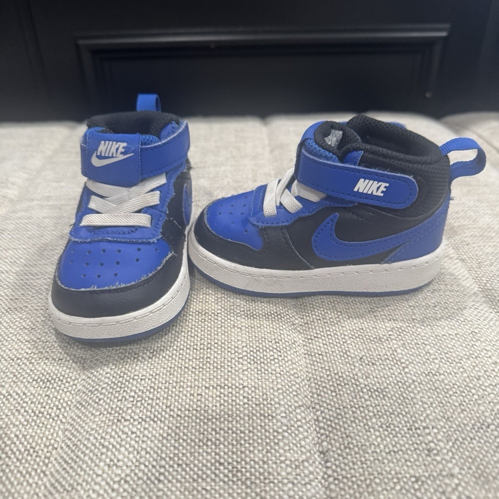 Nike Court Borough Mid 2 Toddler Sz 4C Shoes Black Royal Blue DM8874-001